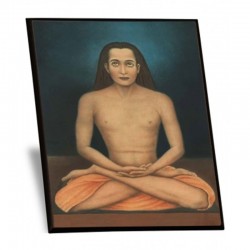 Foto grande Mahavatar Babaji plastificata su supporto in legno