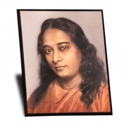 Foto grande Paramahansa Yogananda plastificata su supporto in legno